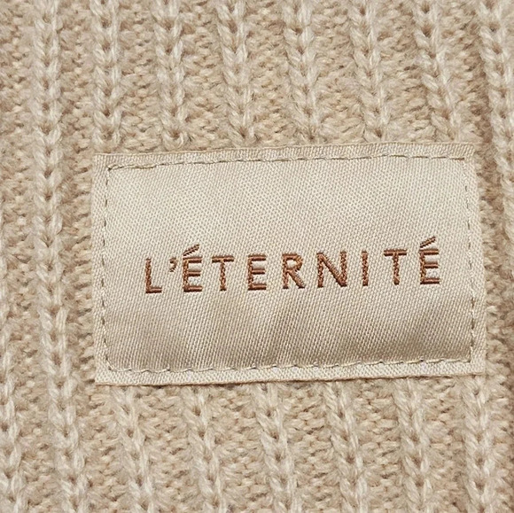 H&M L'eternite Hat Knitted Better Days Beanie Beige Winter Warm one size - Picture 2 of 6
